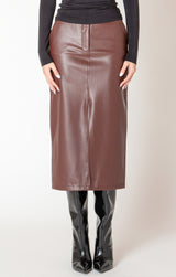 Women's faux leather midi skirt