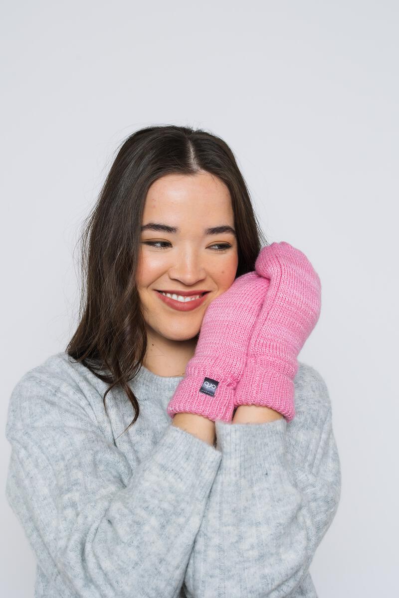 Snowflake Sherpa Lined Rib Mitts