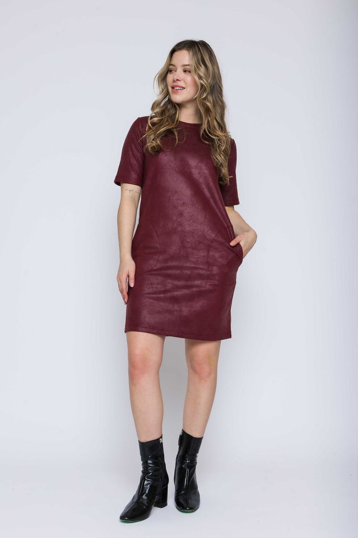 Women's faux leather shift dress