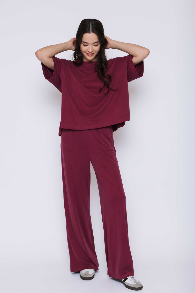 Women's sueded rib wide leg pant