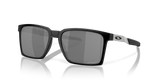 Black sunglasses with reflective lenses on a white background. Oakley exchange sun mens sunglasses