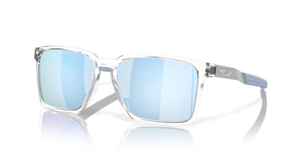 Sunglasses with blue reflective lenses on a white background. Oakley mens exchange sun sunglasses