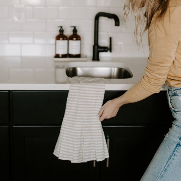 Striped Hand Towel with Ruffles