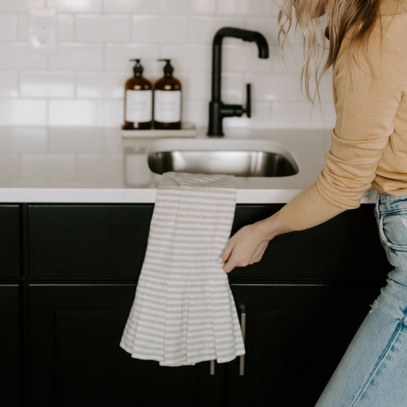 Striped Hand Towel with Ruffles