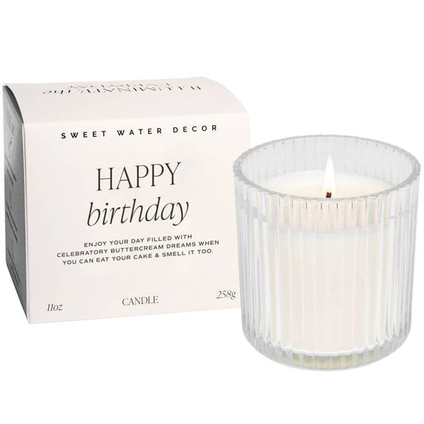 Happy Birthday Ribbed Candle
