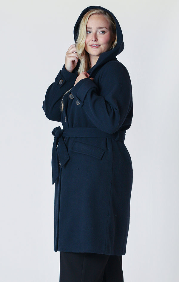 Oxford Curvy Hooded Trench Coat