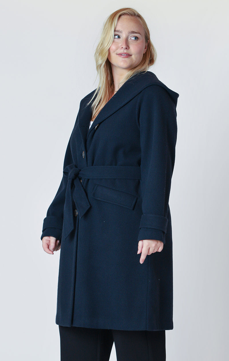 Oxford Curvy Hooded Trench Coat