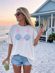Mermaid shell bikini tee white blue pink