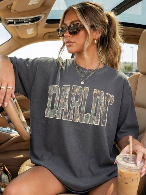 Gray camo darlin' tee shirt