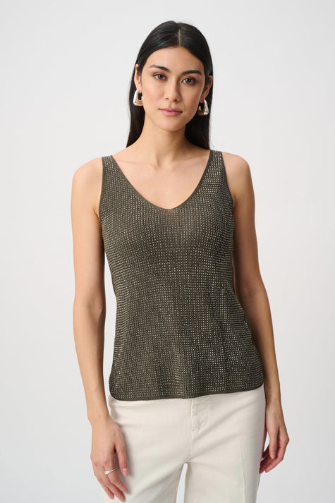 joseph ribkoff knitted metallic cami avocado