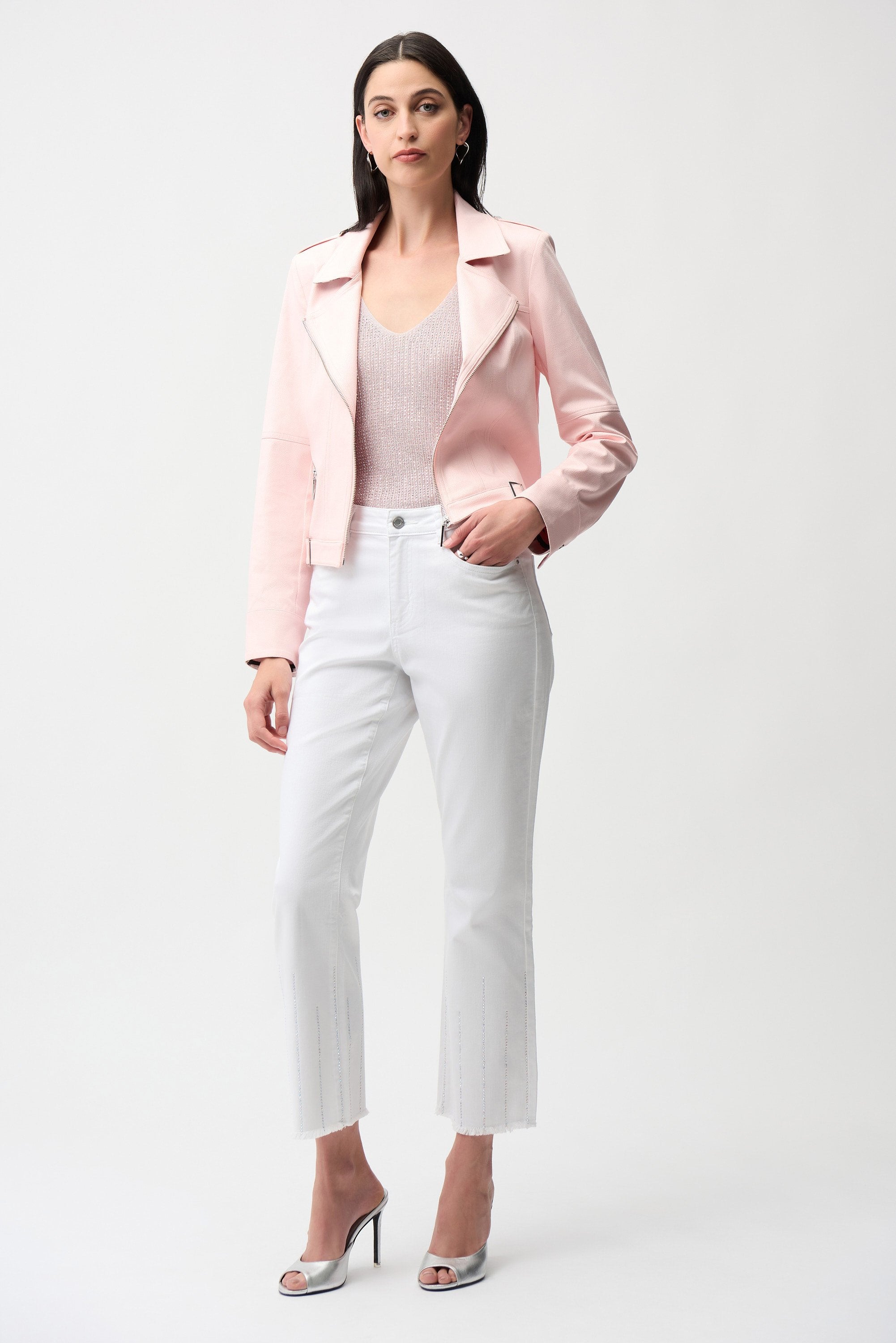 joseph ribkoff foiled faux suede fitted womens jacket