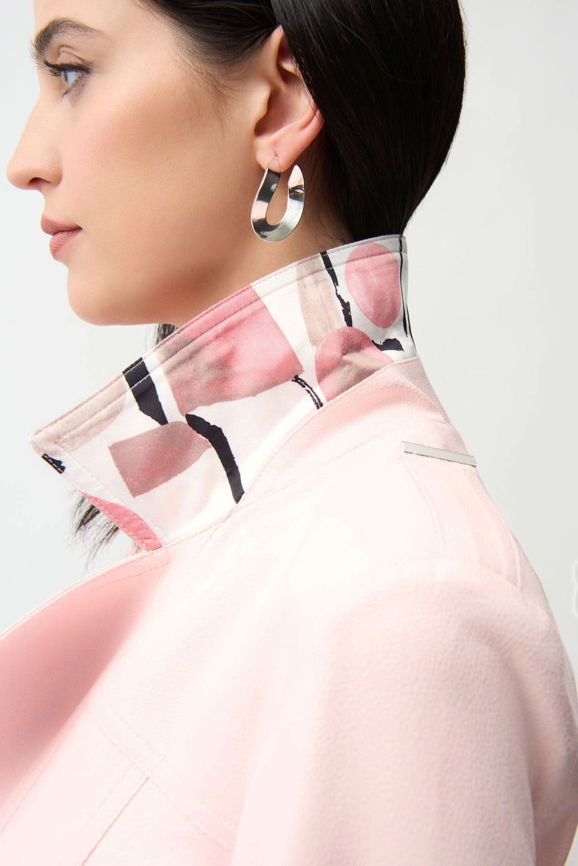 Petal Pink Faux Suede Fitted Jacket