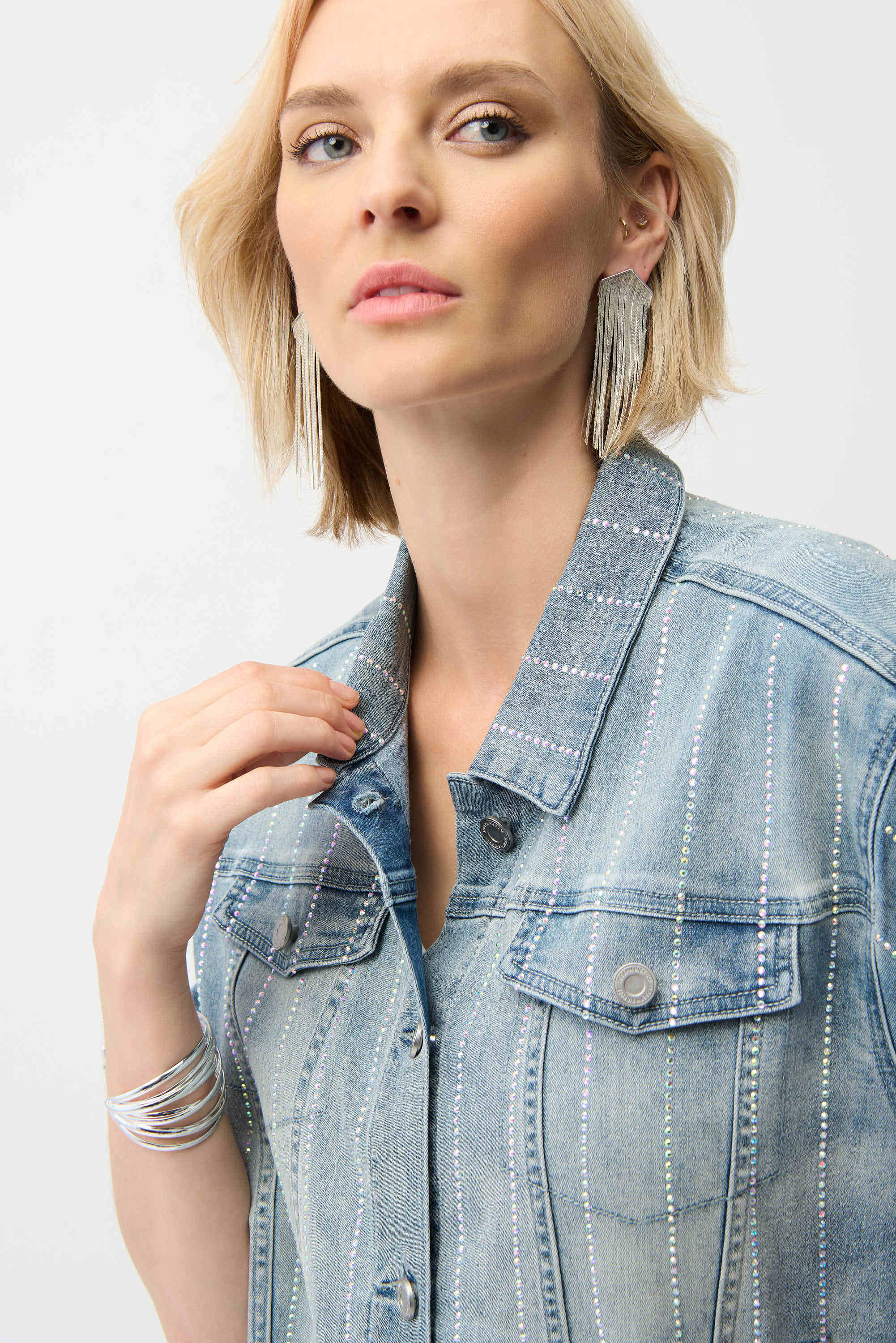 Denim Jacket with Rhinestones