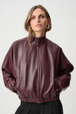 Leatherette Mock-Neck Bomber Jacket joseph ribkoff