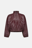 Leatherette Mock-Neck Bomber Jacket