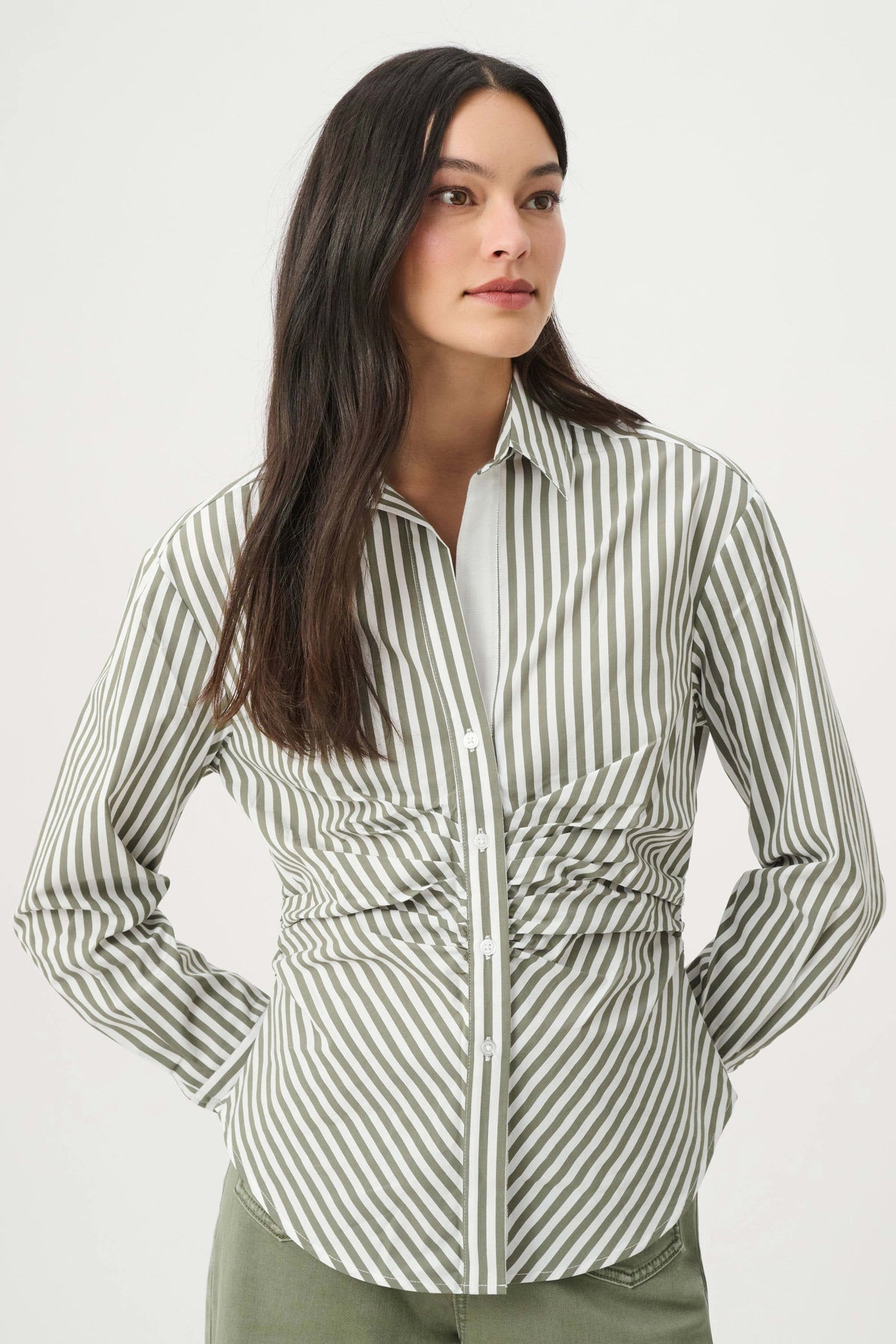 Striped Shirred Blouse joseph ribkoff 