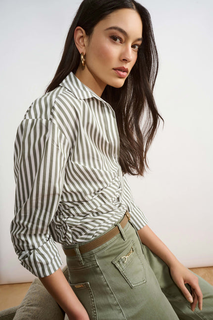 Striped Shirred Blouse