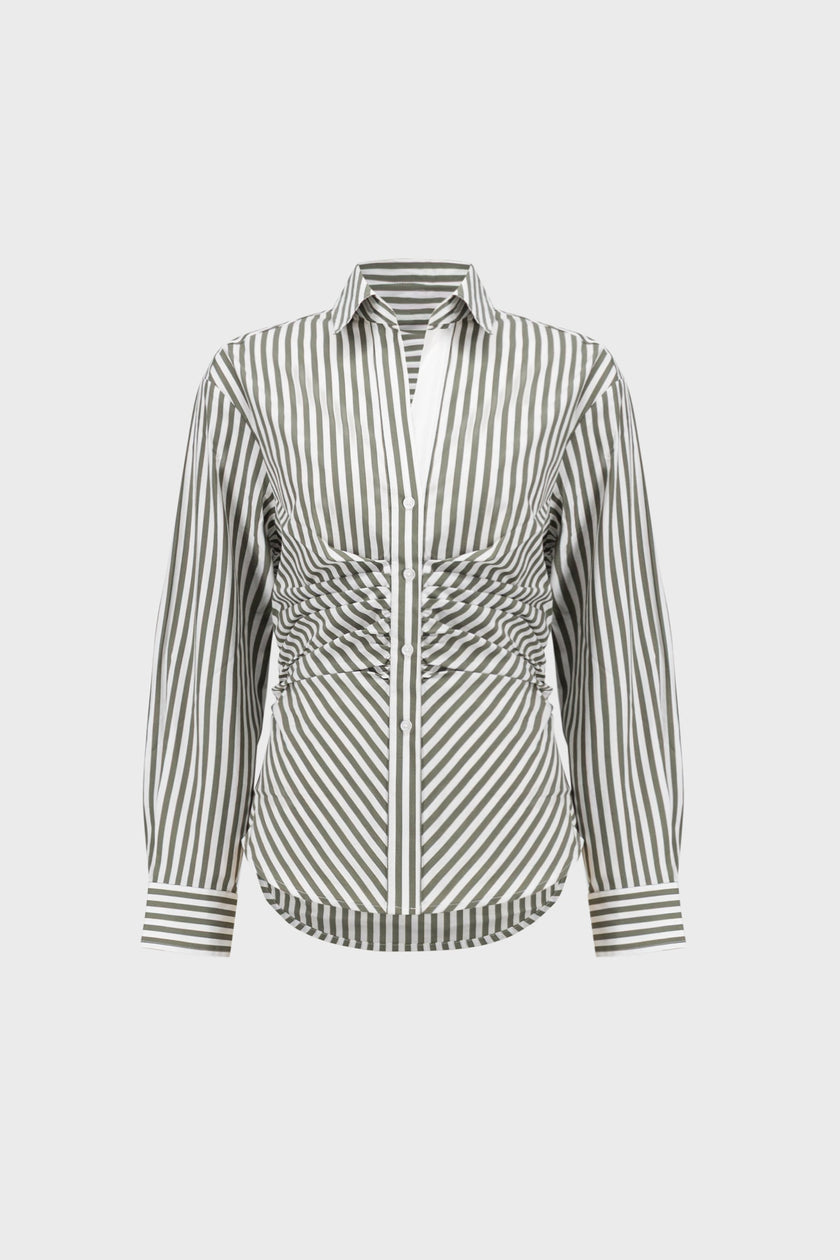 Striped Shirred Blouse