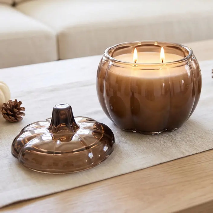GLASS PUMPKIN SOY CANDLE