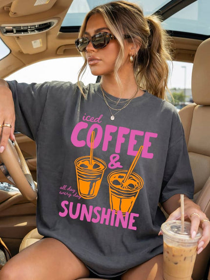 iced coffee & sunshine gray pink orange tee