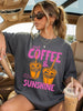 iced coffee & sunshine gray pink orange tee