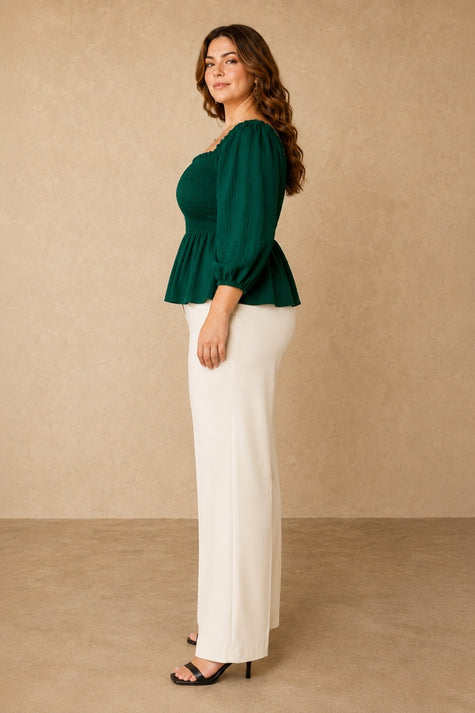 Emerald Curvy Peplum Top