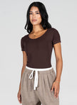 bamboo scoop neck tee brown c'est moi