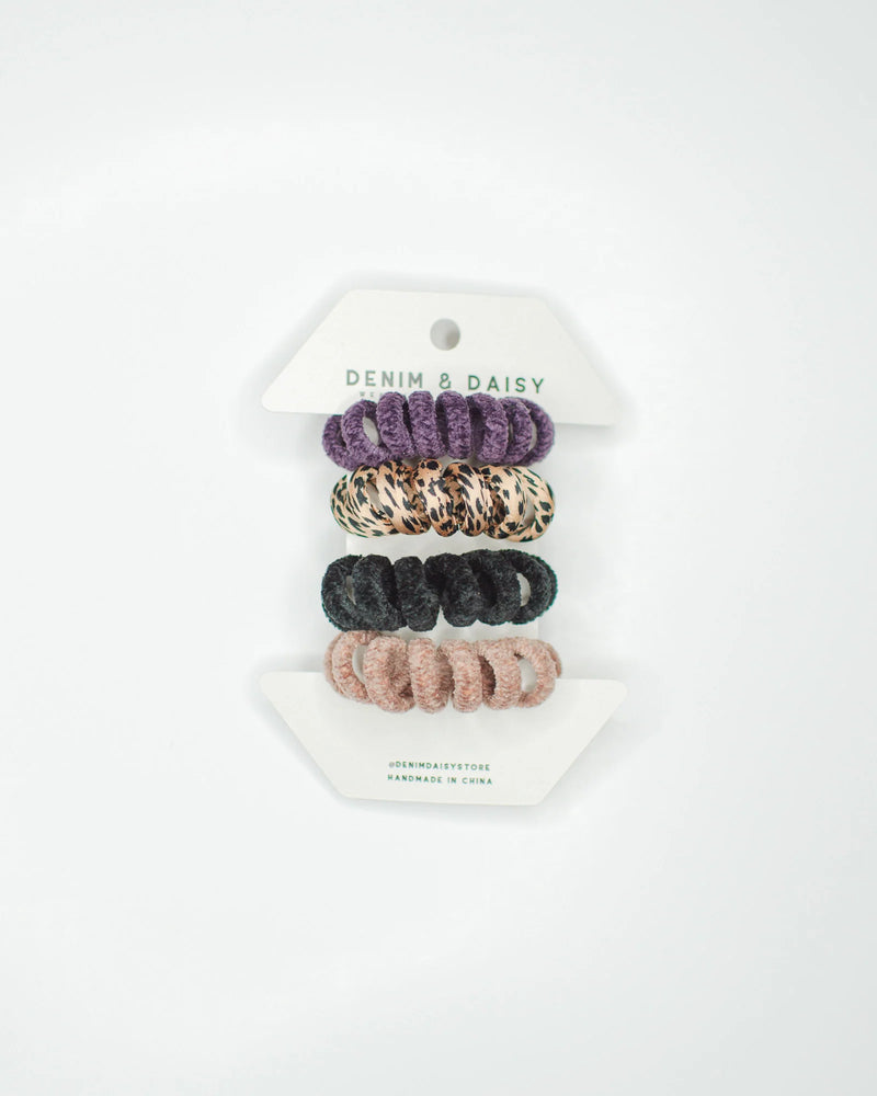 Knitted Curly Scrunchie 4-Pack