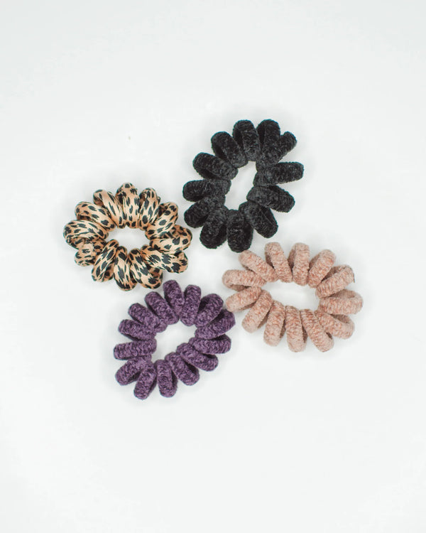 Knitted Curly Scrunchie 4-Pack