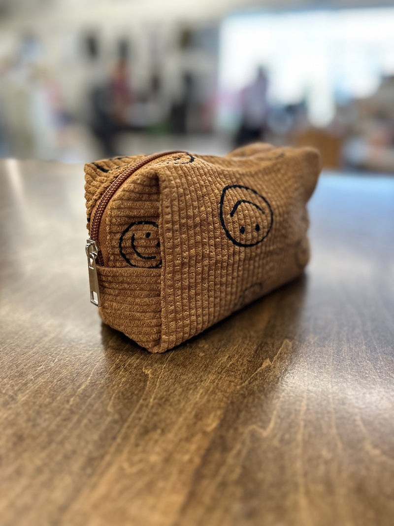 Smiley Face Corduroy Pouch
