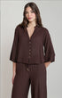 Dex wide sleeve blouse chocolate brown