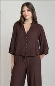 Dex wide sleeve blouse chocolate brown