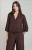 Dex wide sleeve blouse chocolate brown