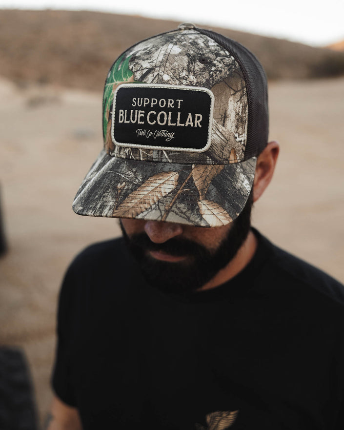 Support Blue Collar Trucker Hat