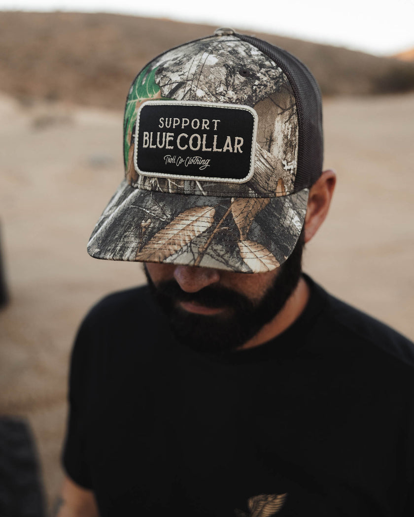 Support Blue Collar Trucker Hat