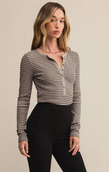 Women's striped henley longsleeve