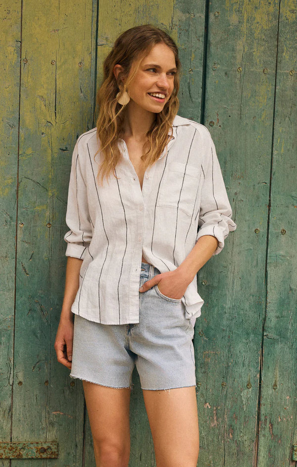 Z Supply womens striped button up shirt