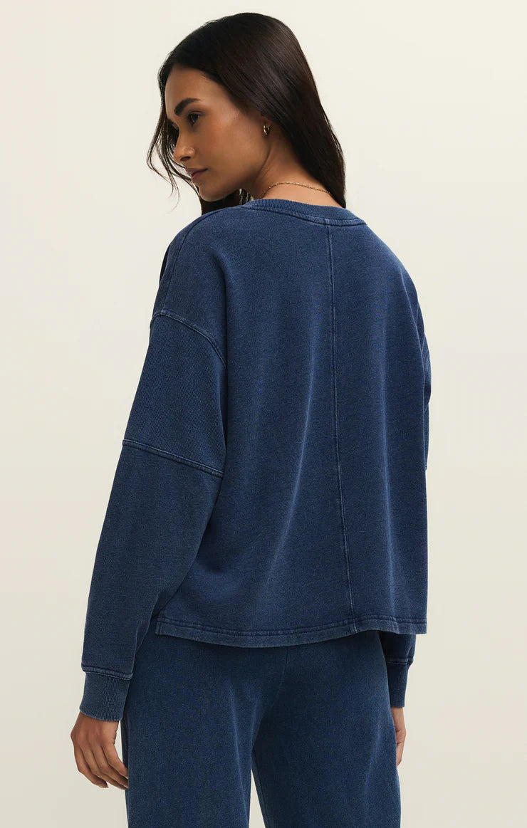 Delphine Knit Denim Sweatshirt