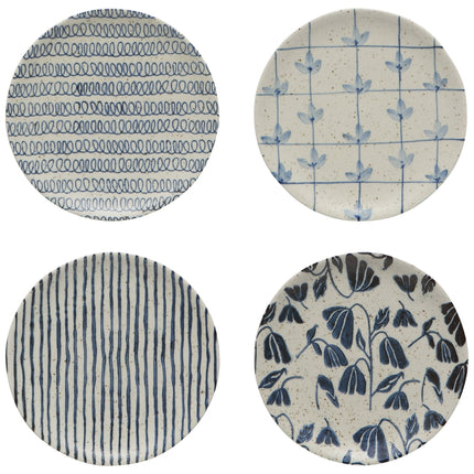 Danica appetizer plates set of 4 blue pattern