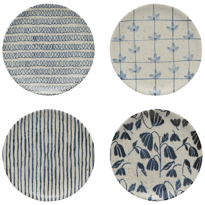 Danica appetizer plates set of 4 blue pattern