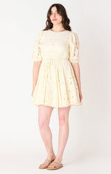 Butter Cream Eyelet Mini Dress - Distractions Clothing