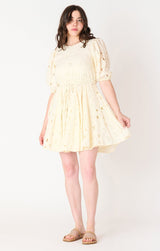 Butter Cream Eyelet Mini Dress - Distractions Clothing