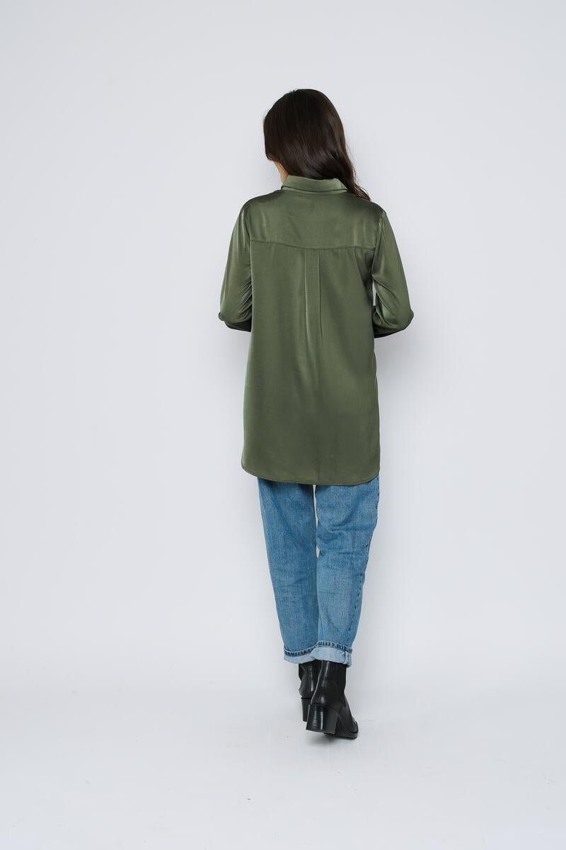 Camille Satin Shirt - Distractions Clothing