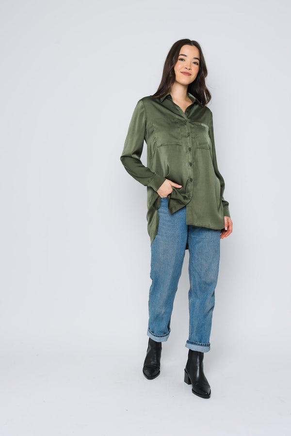 Camille Satin Shirt - Distractions Clothing