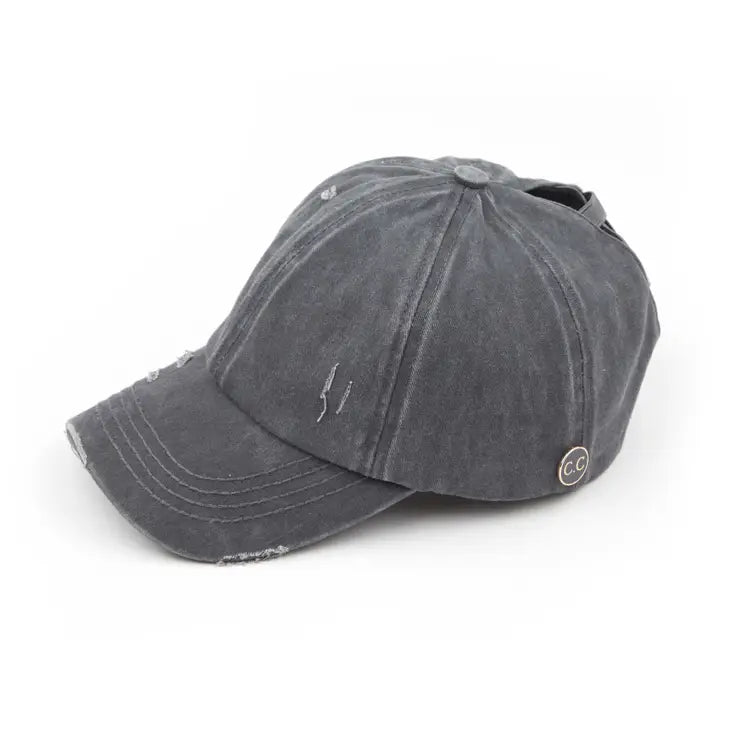C.C Washed Denim Ponytail Hat - Distractions Clothing