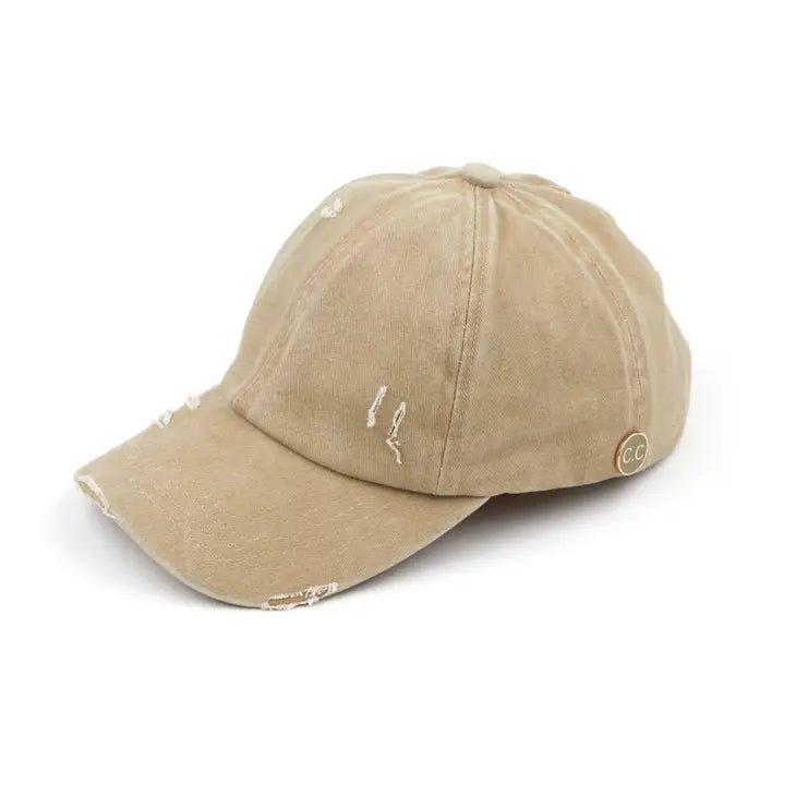 C.C Washed Denim Ponytail Hat - Distractions Clothing