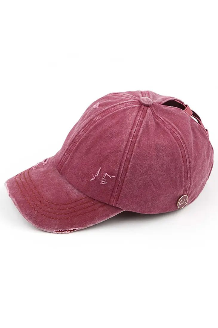 C.C Washed Denim Ponytail Hat - Distractions Clothing