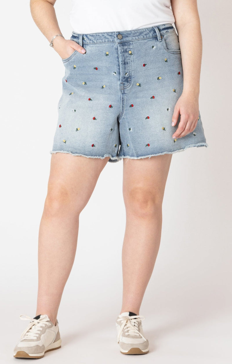 Cheery Curvy Denim Shorts - Distractions Clothing