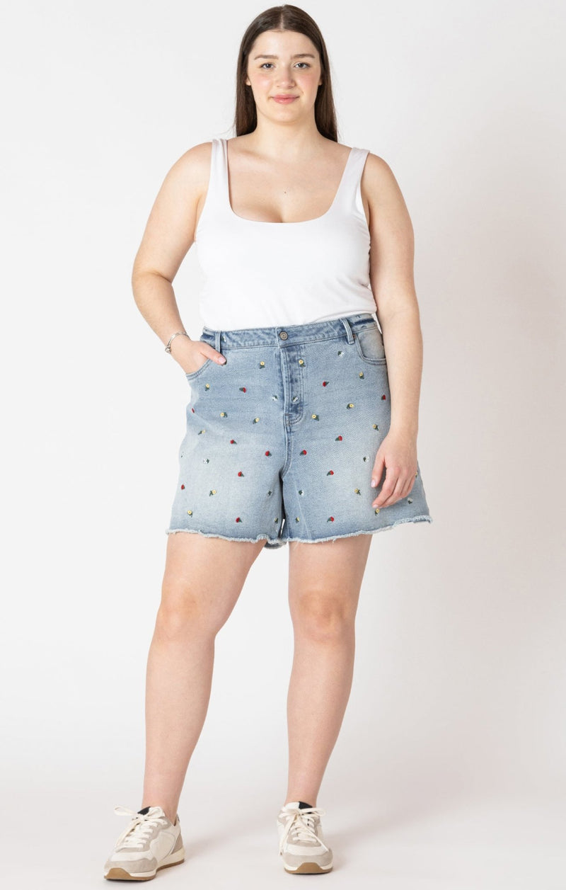 Cheery Curvy Denim Shorts - Distractions Clothing