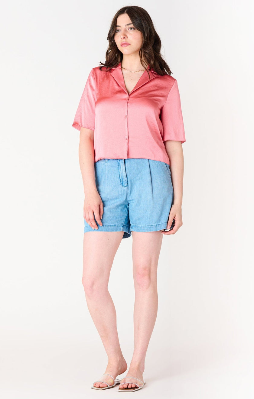 Coral Silk Blouse - Distractions Clothing